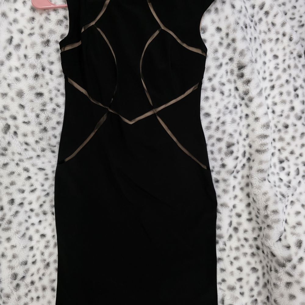 INC International Concepts Black One Shoulder Dress with Sheer Accents
